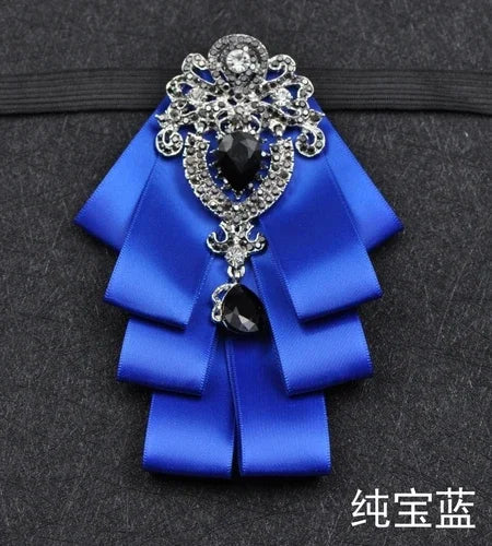 Luxury Black Rhinestone Bow Tie British High-end Men's Boy Business Wedding Suit Shirt Collar Flowers Sets Handmade Jewelry Gift