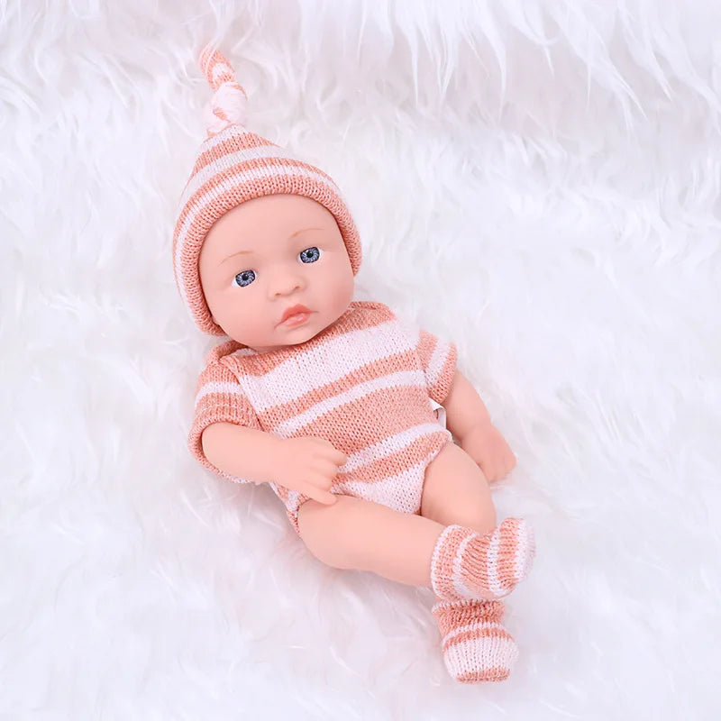 20CM Reborn Baby Doll Toddler Real Soft Touch Mini Soft and Full Body Silicone Reborn Toddler Doll lifelike Newborn Doll Toys