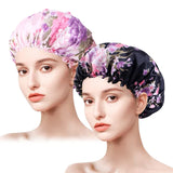 2PCS/LOT Satin Printed Bonnets Women Fashion Countryside Nightcap Flower Edge Home Cap Elastic Beauty And Hair Care Make Up Hat