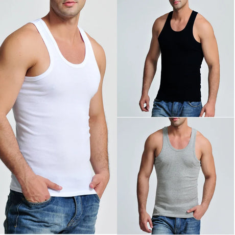 8 Pcs Cotton Mens Sleeveless Tank Top Solid Muscle Vest Men Undershirts O-neck Gymclothing Tees Tops Body Hombre Men Clothing