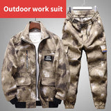 Men Clothing Two Piece Set Camouflage Discovery Training Suit Work Clothes Cardigan Military Outerwear Tactical Overalls  Jacket