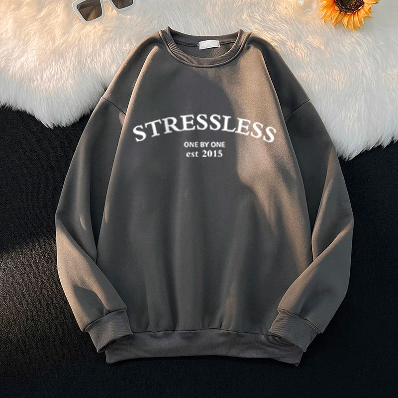 Blessyuki 2023 Plus Size Letter Printed Hoodies for Women Autumn Winter Oversized Casual Long Sleeve O-neck Y2k Sweatshirt Top