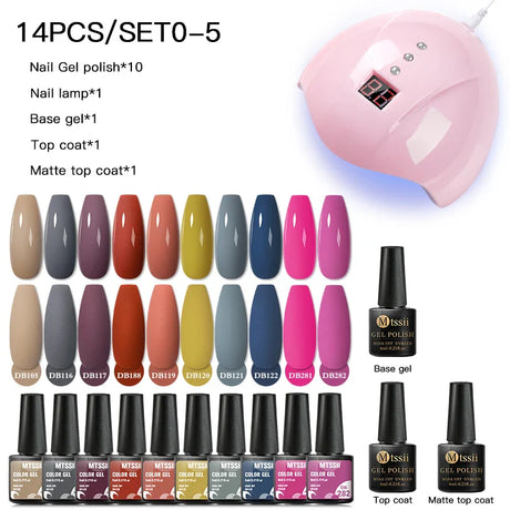 Mtssii  13/16Pcs Gel Nail Polish Set With 36W UV Lamp Dryer Manicure Kit Semi Permanent Soak Off Base Top Coat Nail Art UV Gel