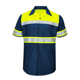 Size S-4XL Summer Outdoor Work Shirts with High Visibility Reflective Stripes Long Sleeve Shirt Sun Protection Two Tone Workwear