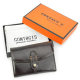 Contact'S Genuine Leather ID Credit Cards Holder Wallets Small Wallet Women Rose Fashion Hasp Trifold Purse with Coin Pocket