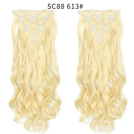 Set Hair Clip In Hair Extensions With Clips Hairpieces Synthetic Extension False/Fake Hair Blonde Eunice Hair Long Hair Pieces