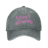 MGK Born With Horns Outfits Men Women Baseball Cap Machine Gun Kelly Distressed Denim Washed Trucker Hats