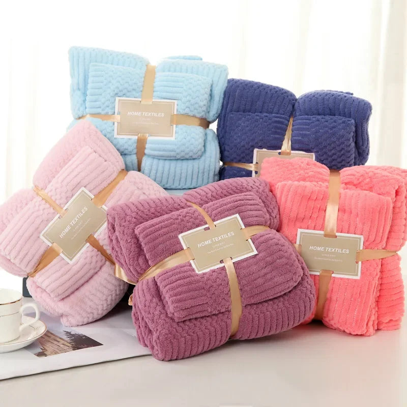 Soft and Absorbent Bath Towel Set Elegant Handkerchief Towels with Lucky Grid Pattern  Handkerchief Cotton