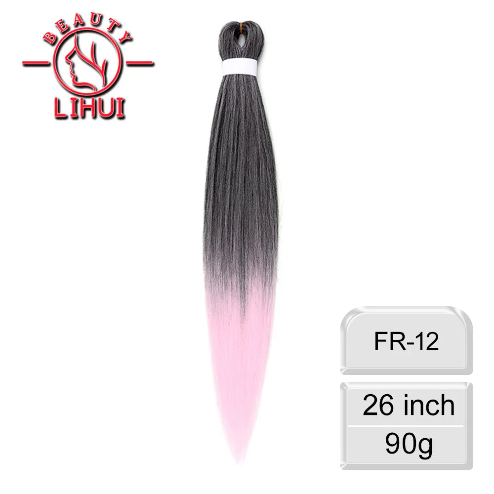 Braiding Hair Pre-stretched Synthetic Jumbo Braiding Hair Extensions 26Inch 90G Red Pink Kanekalon Hair for Afro Crochet Braids