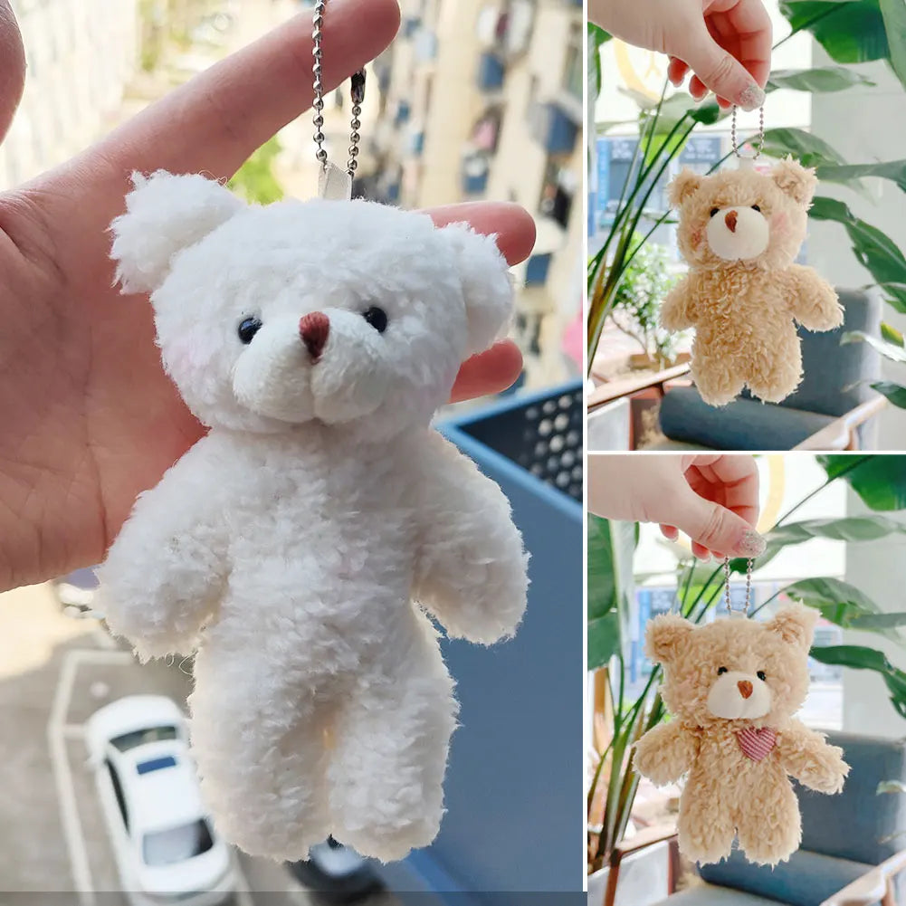 12cm Cute Bear Plush Keyring Pendant Soft Stuffed Plush Keychain Toy Backpack Pendant Birthday Gifts for Children