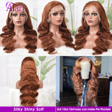 13x6 Copper Ginger Brown Body Wave Wigs Brazilian Human Hair Wigs Pre Plucked 13x4 Lace Frontal Wigs Transparent 5x5 Closure Wig