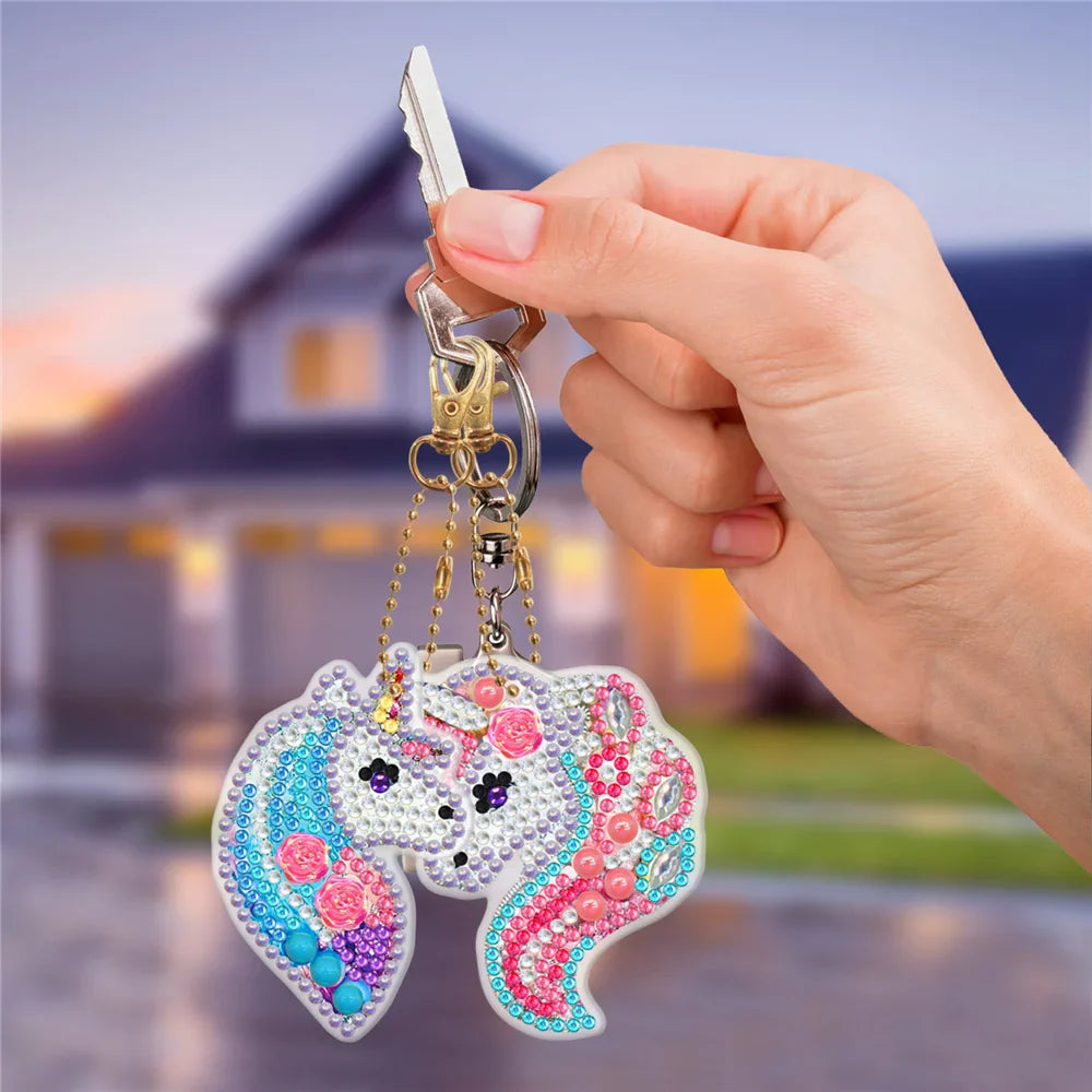 Disney animal key DIY Diamond Painting Keychain Embroidery Keychain DIY Cartoon Frozen Point Drill Pendant Gift