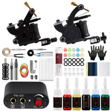 Tattoo Machine Set Beginner Practice Set Tattoo Needles Pigment Foot Pedal Power Cord Tattoo Equipment Supplies Shader Liner Kit