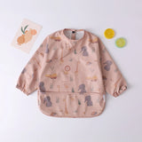 Baby Kids Toddler Long Sleeve Scarf Waterproof Art Smock Feeding Bib Apron Pocket Infant Boys Girls Burp Cloth Bandana Bibs