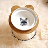 New High-end Pet Bowl Bamboo Shelf Ceramic Feeding and Drinking Bowls for Dogs and Cats Pet Feeder Accessories