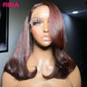 180 Density 13x4 Reddish Brown Short Bob Lace Front Wig Straight Wig Pre Plucked 13x4 Lace Frontal Bob Human Hair Wigs For Women