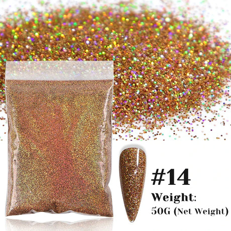 50g Holographic Glitter Powder Resin Art Glitter Laser  Nail Glitter Flakes Hexagon Shape Sparkly Sequins Resin DIY Accessories