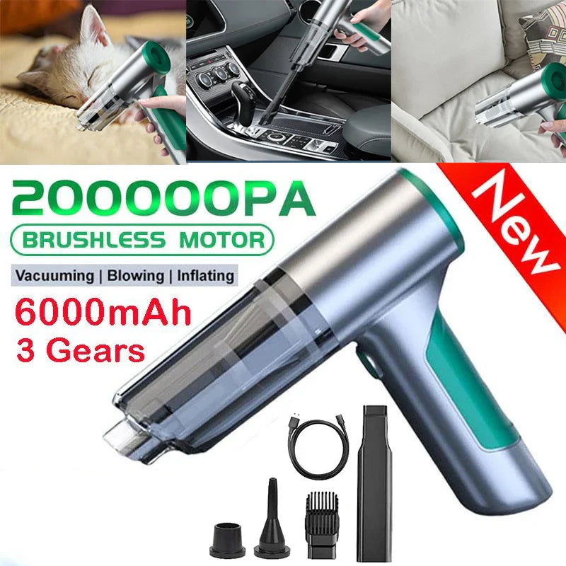 200000Pa Car Vacuum Cleaner 3 in 1 Wireless Portable Vacuum Cleaner Handheld Vacuum Pump For Home Electronic Car Accessories