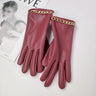 Fashion Chain Women' PU Leather Gloves Winter Warm Plus Velvet Thicken Full Finger Outdoor Riding Touch Screen Driving Mittens