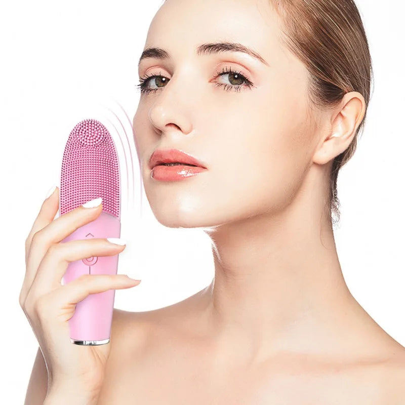 Silicone Face Washing Machine Ultrasonic Vibration Waterproof Facial Cleansing Brush Face Washing Product Beauty Skin Care Tool