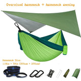 Oversized Double 118inx79in Hammock with Tree Straps and Rain Fly, Indoor Outdoor Backpacking Survival & Travel Camping Hammock