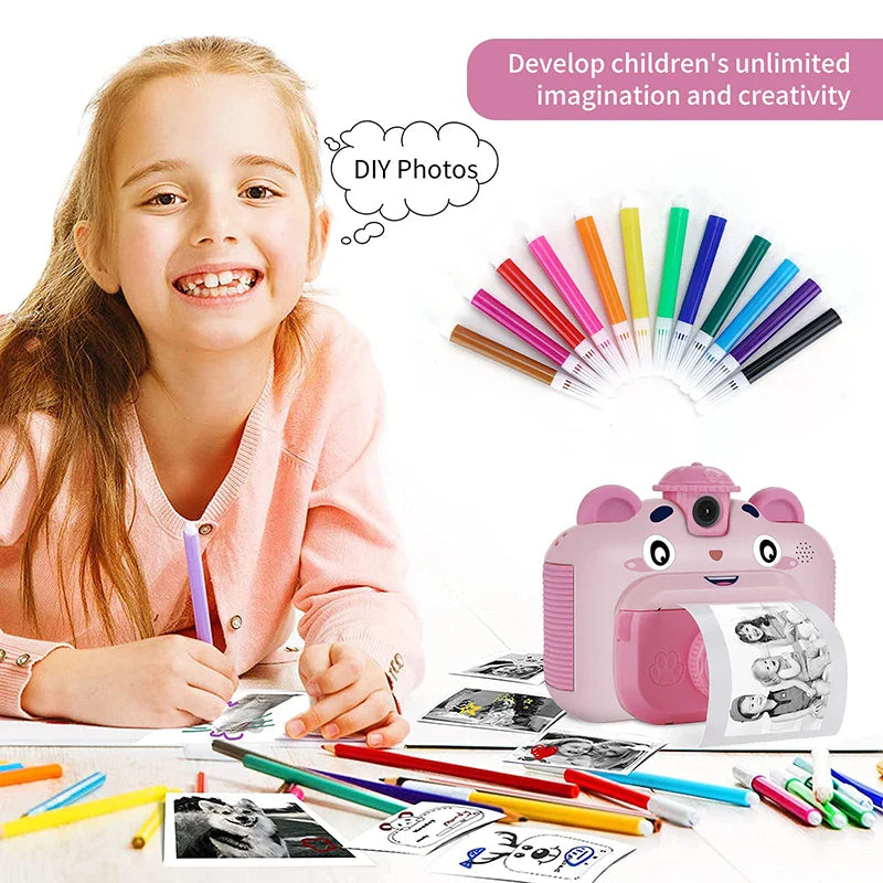 Children's Instant Print Camera With Thermal Printer Kids Digital Photo Camera Girl's Toy Child Camera Video Boy's Birthday Gift