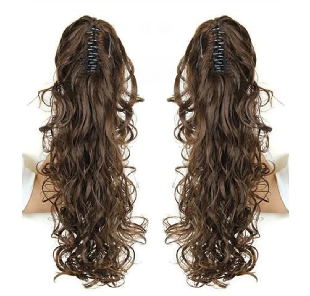 Synthetic Long Wavy Claw Clip On Ponytail Drawstring Hairpiece Wave Curly Black Brown Blonde Ombre Fake Hair for Women