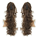 Synthetic Long Wavy Claw Clip On Ponytail Drawstring Hairpiece Wave Curly Black Brown Blonde Ombre Fake Hair for Women