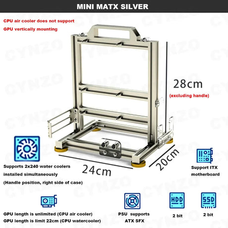 ITX MATX ATX Gamer Cabinet,MOD Desktop PC Case Open Frame Rack,Water Cooler Computer Gaming Chassis Vertical Personality DIY