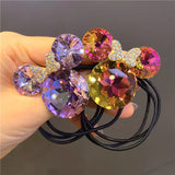 Cute Girls Elastic Hair Band Square Elegant Rhinestone Shiny Crystal Gem Hair Accessories Scrunchies Pearl Hair Ties Wholesale