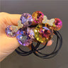 Cute Girls Elastic Hair Band Square Elegant Rhinestone Shiny Crystal Gem Hair Accessories Scrunchies Pearl Hair Ties Wholesale