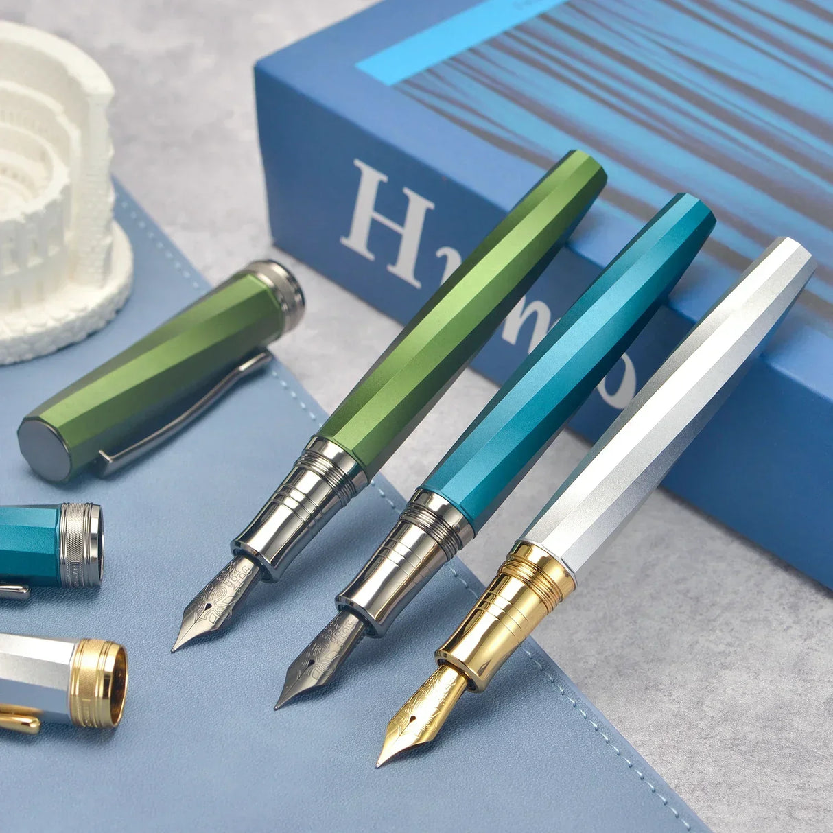 Hongdian N11 Fountain Pen EF/F Nib with Converter, Polygonal Aluminum Alloy Writing Gift Pen Set