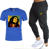 Ladies/Men's T-shirt Bob Marley Legend Reggae One Love Printed Sweatshirt Summer New Fashion Short Sleeve + Pants Suit Clothing