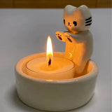 Kitten Candle Holder Gypsum Mold DIY Handmade Storage Box Holder Crafts Casting Molds Home Decoration