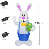 1.9M Blue Rabbit Inflatable Toys Built-in LED Light Easter Decoration Festival Inflated Model Indoor Outdoor Yard Decor 2024