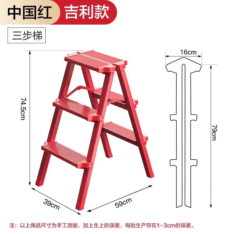 Multifunctional High Stools Kitchen Thickened Aluminum Ladder Chair Folding Design Step Stool Non-slip Pedal Ladder Stool