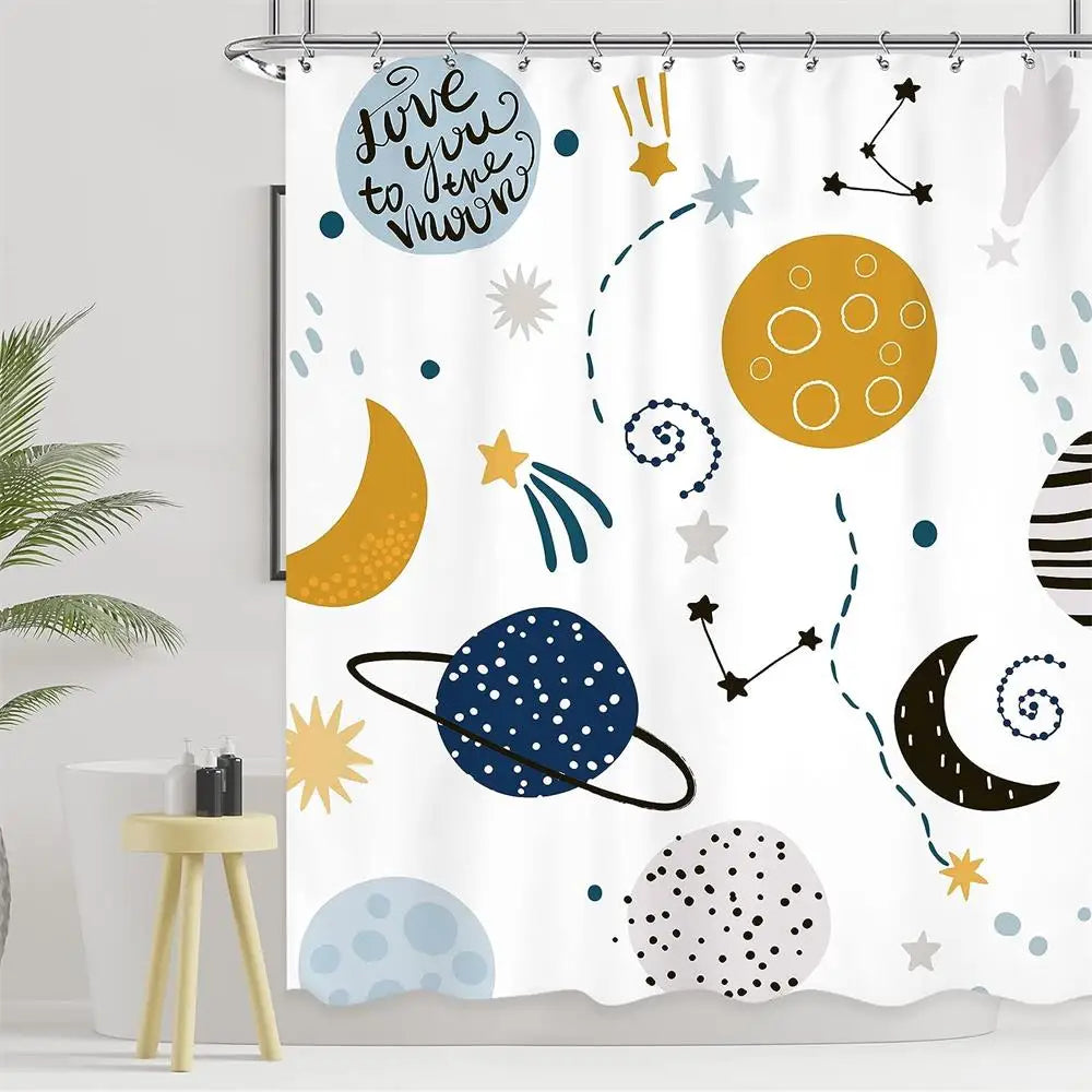 Colorful Tropical Fish Shower Curtains Ocean Animals Kids Bath Curtain Polyester Fabric Waterproof Bathroom Decor Set with Hooks