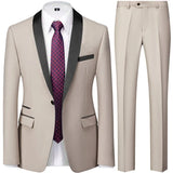 Men's British Style Slim Suit 3 Piece Set Jacket Vest Pants / Male Business Gentleman High End Custom Dress Blazers Coat  S-6XL