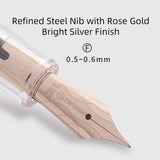 Natami Fountain Pen Fine Nib Transparent Clear Ink Converter Smooth Flow  Gold Trim Call Gift Leather Pouch Platinum Calligraphy