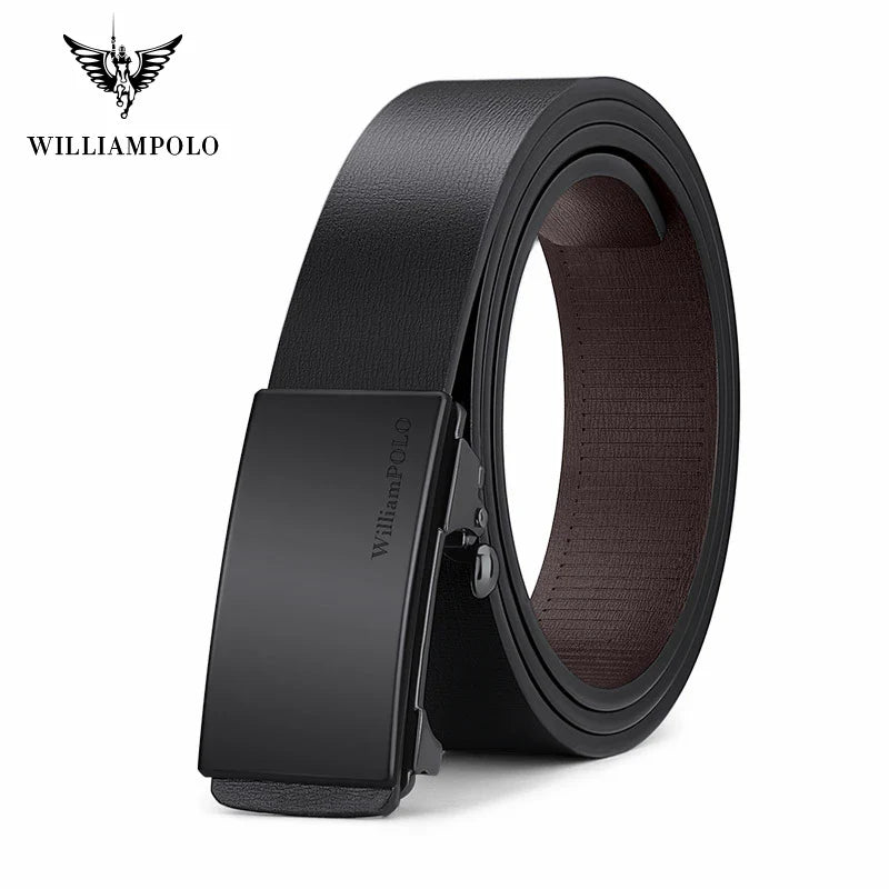 WILLIAMPOLO Famous Brand Belt Men Top Quality Genuine Leather Luxury Designer Male Automatic Buckle Belts For Men 105-130cm