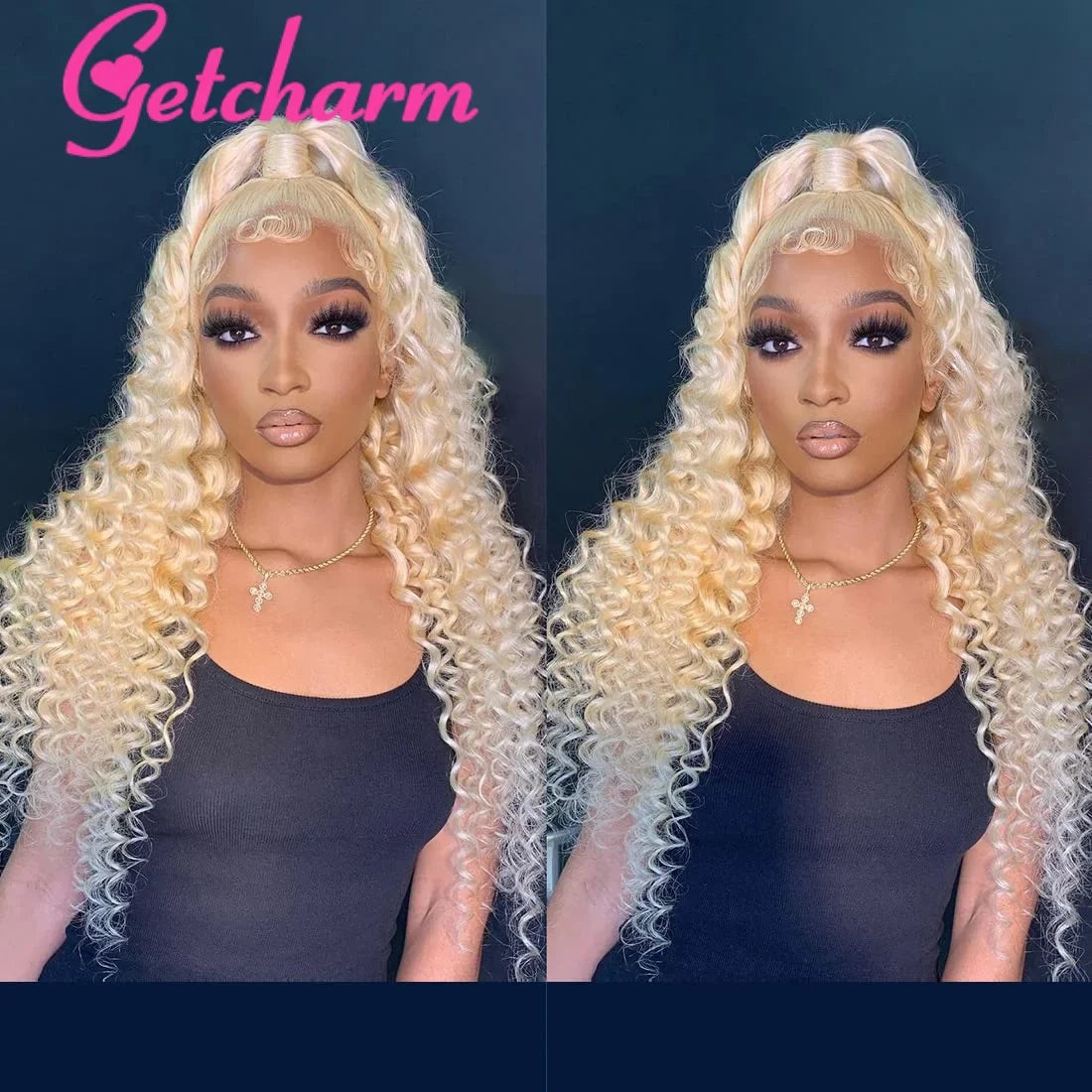 613 Blonde Deep Wave Frontal Wig 13x4 13x6 360 Transparent Lace Frontal Wig 4x4 Closure Malaysian Curly Human Hair Wig for Women