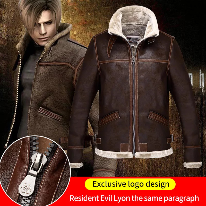 Fashion Leather Coat Jacket Cosplay PU Faur Jacket Long-sleeve Winter Outerwear Men Boy  men leather jacket