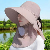 Wide Brim Sun Hat Hot Sale Sunscreen and Shading Shawl Shawl Mask UV Protection Adjustable Women's Ponytail Hat Gift