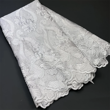 2022 High Quality African Nigerian French Tulle Lace Fabric For Sewing Embroidery Dress Milk Silk Voile Wedding Party   5Yards