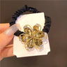 Cute Girls Elastic Hair Band Square Elegant Rhinestone Shiny Crystal Gem Hair Accessories Scrunchies Pearl Hair Ties Wholesale