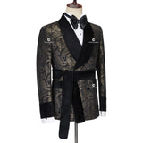 Cenne Des Graoom 2023 New Men's Suit Paisley Tuxedo For Wedding Double Breasted Shawl Velvet Lapel Jacket 2 Pieces With Belt