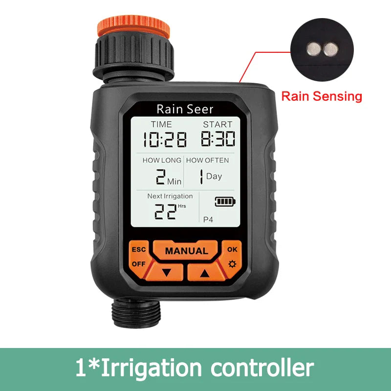 Rain Seer Large LCD Display Water Timer Waterproof IP65 Home Garden irrigation Rainfall Timer Automatic Controller System