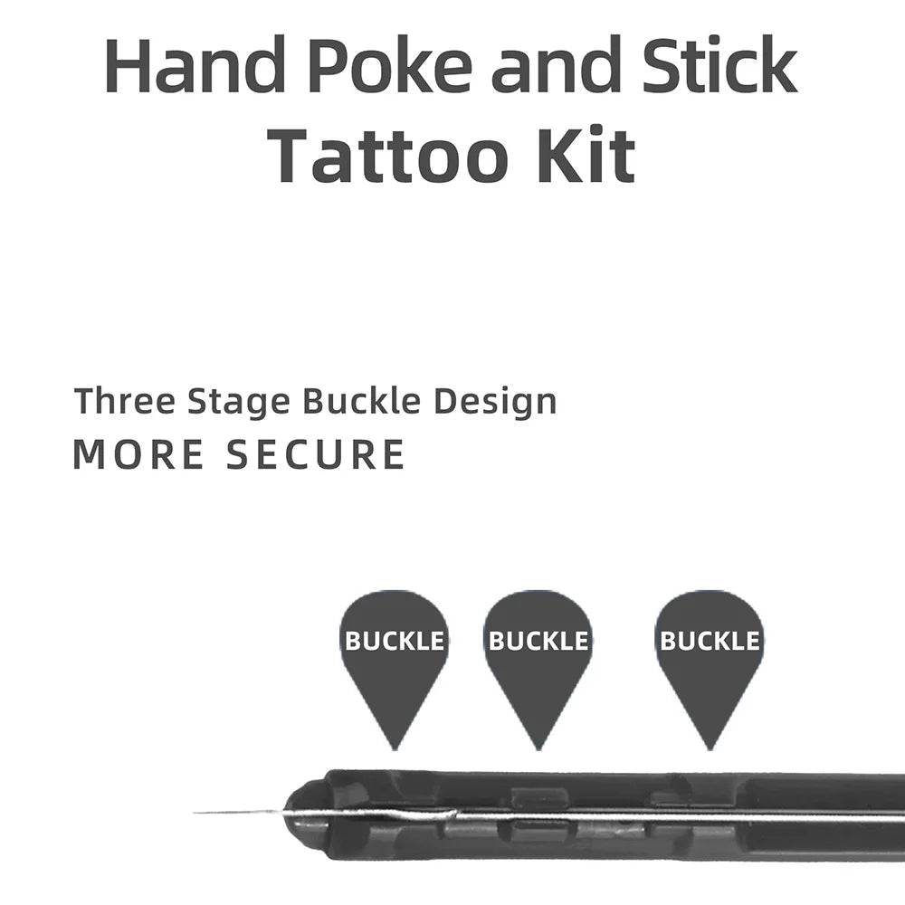 3D DIY Hand Poke and Stick Tattoo Kit Tattoo Handpoke Pen Set with Ink Needles for Body Art Hand Poke Stick Tattoo Beginner Kit