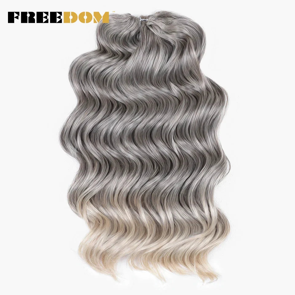 FREEDOM Deep Wavy Twist Crochet Hair 16 Inch Synthetic Curly Crochet Braids Hair High Temperature Fiber Braiding Hair Extensions