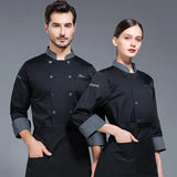 black Chef Jacket long Sleeve chef uniform Cook Coat Chef T-shirt Baker Work Uniform Waiter Restaurant Hotel Clothes women Logo